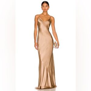 L'AGENCE Serita Silk Charmeuse Maxi Slipdress Cappuccino